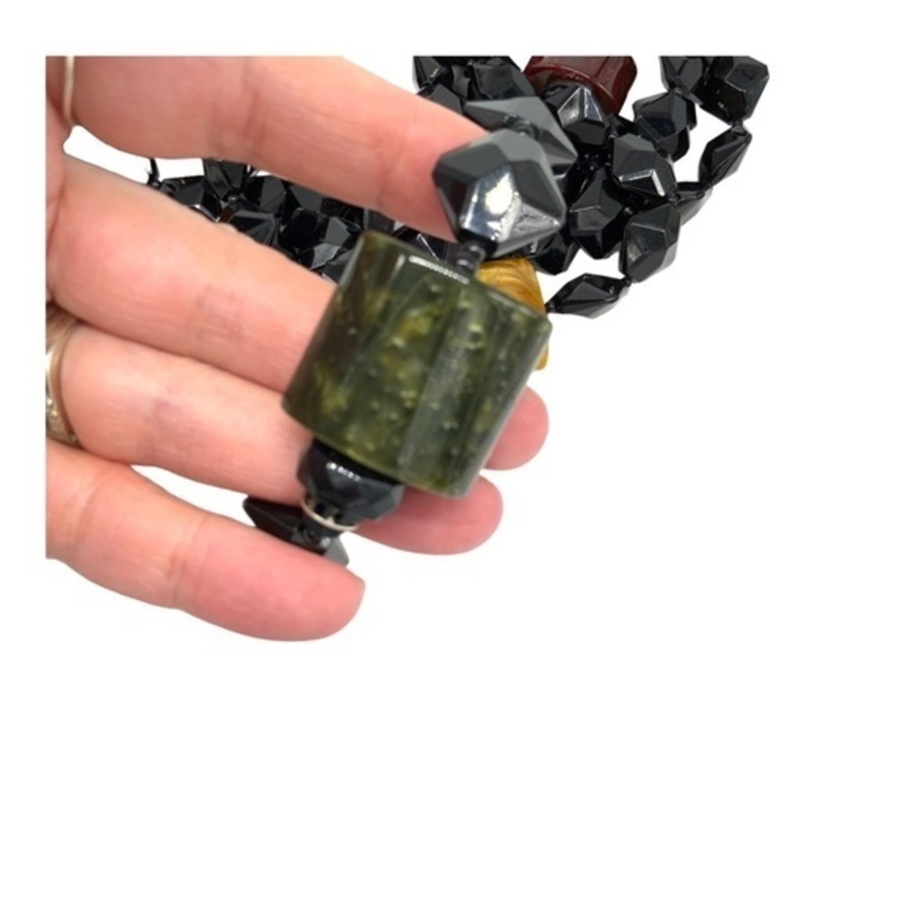 Amazing Layered Black Beaded Statement Necklace - image 3